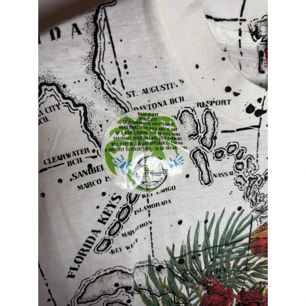 Vintage 90s Single Stitch Stanley Michaels AOP Carribean Art Tee T Shirt X-LARGE